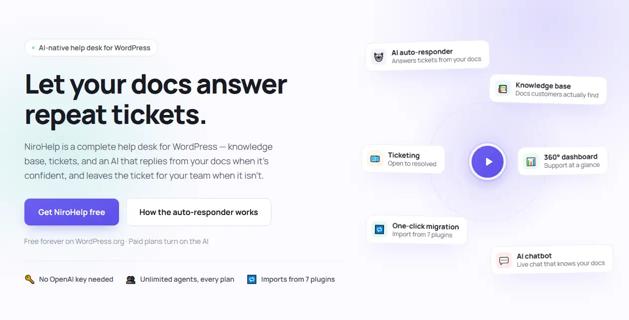 AI-native WordPress helpdesk that reply to your support tickets automatically