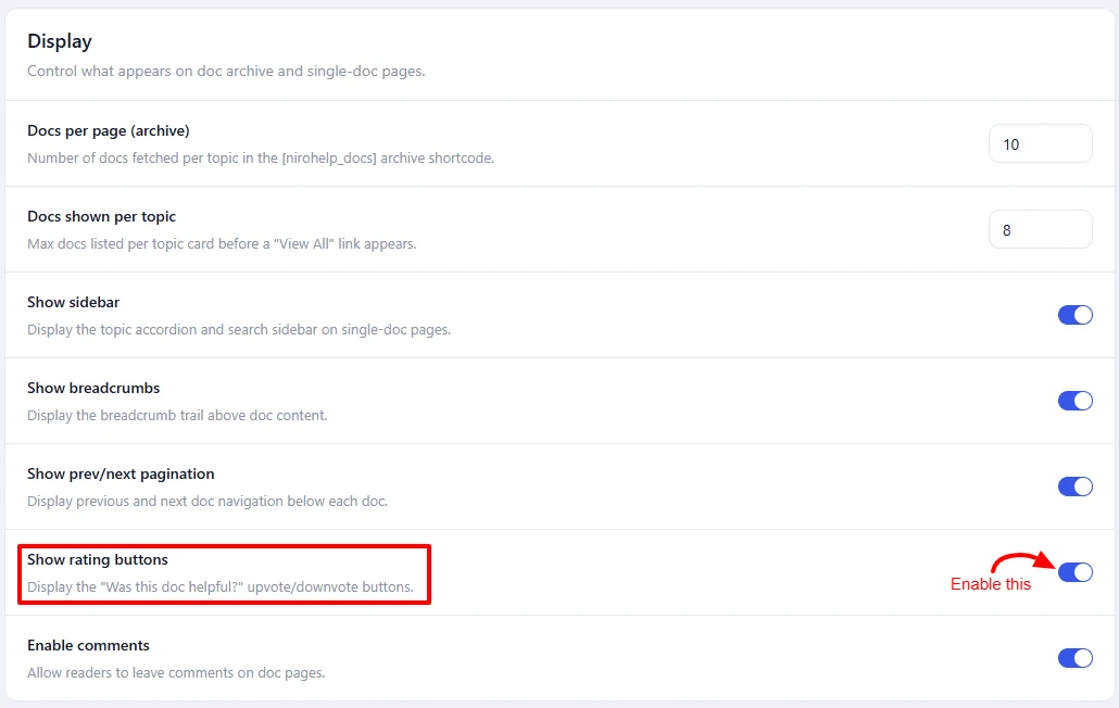 Show rating buttons